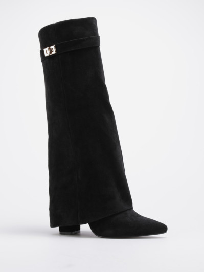 Bottes à revers en suédine noires