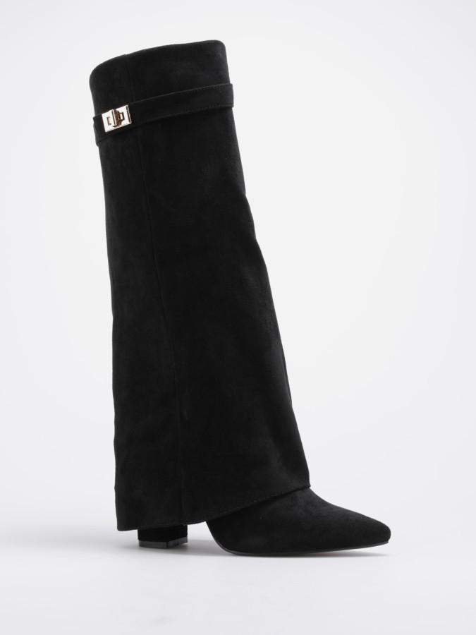 Bottes à revers en suédine noires