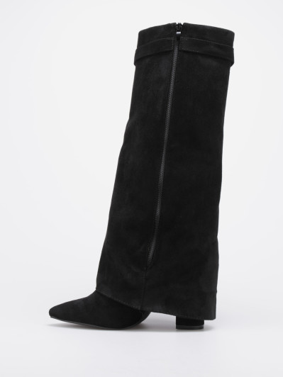 Bottes à revers en suédine noires