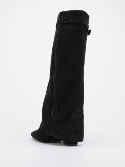 Bottes à revers en suédine noires