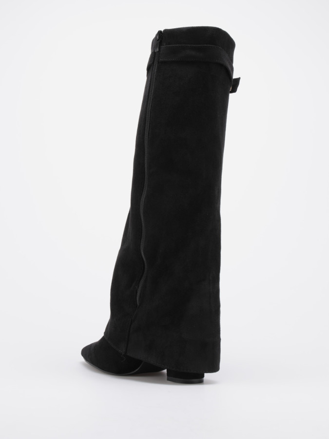 Bottes à revers en suédine noires