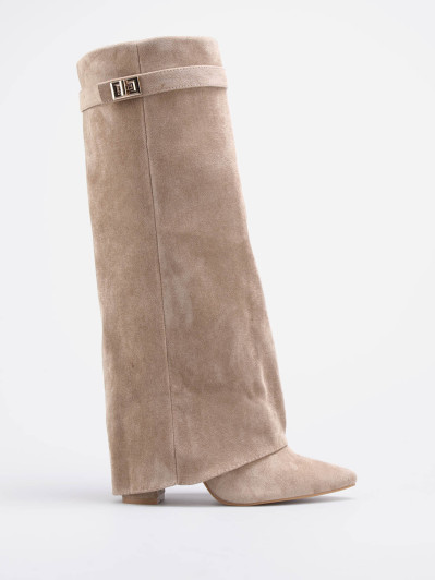 Bottes à revers en suédine taupes