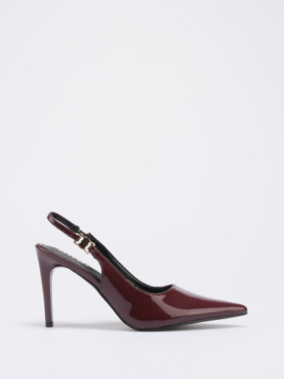 Slingback bordeaux vernis à talon aiguille