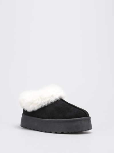 Boots basses noires fourrées à plateforme