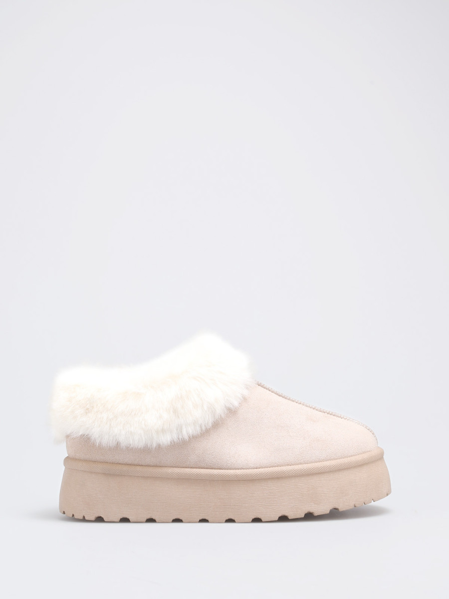 Boots basses taupe fourrées à plateforme