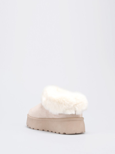 Boots basses taupe fourrées à plateforme