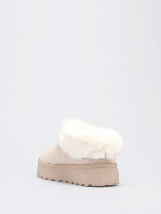 Boots basses taupe fourrées à plateforme