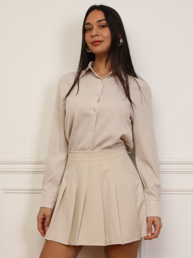 Jupe-short plissée beige