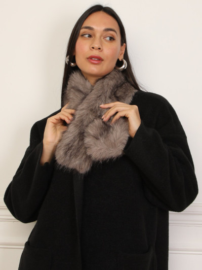 Écharpe à passant en fausse fourrure taupe