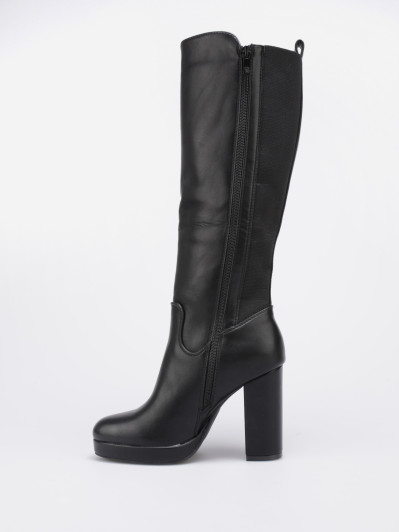 Bottes style cavalières noires à talon haut