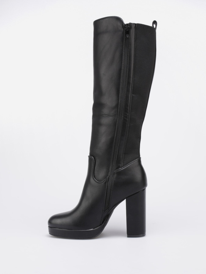 Bottes style cavalières noires à talon haut