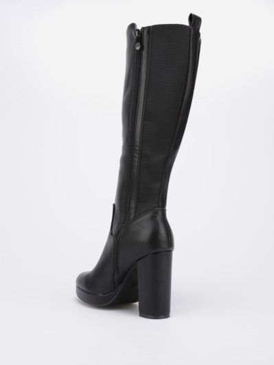 Bottes style cavalières noires à talon haut