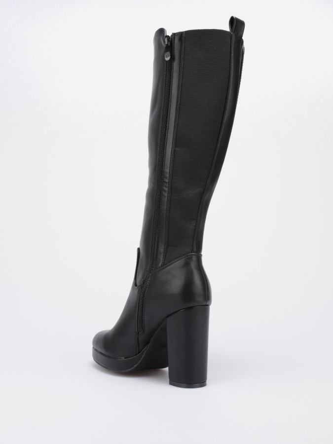 Bottes style cavalières noires à talon haut