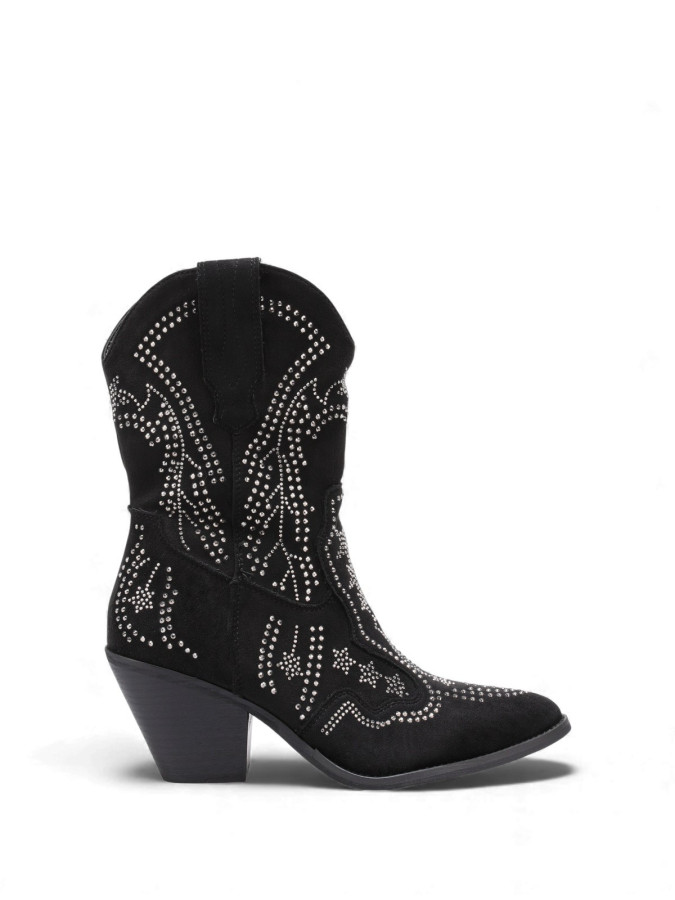 Bottines santiags noires à strass