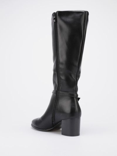 Bottes cavalières noires avec bride à boucle et talon carré