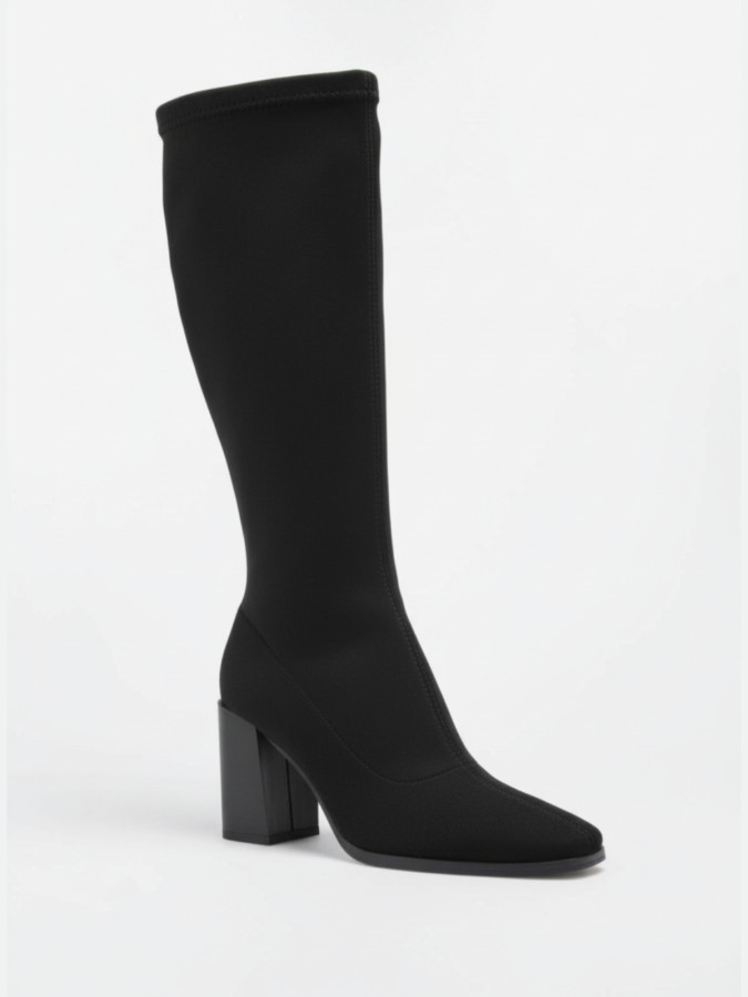 Bottes en suédine noires à talon carré