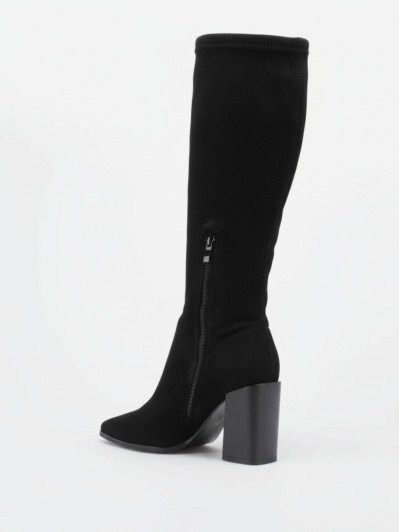 Bottes en suédine noires à talon carré