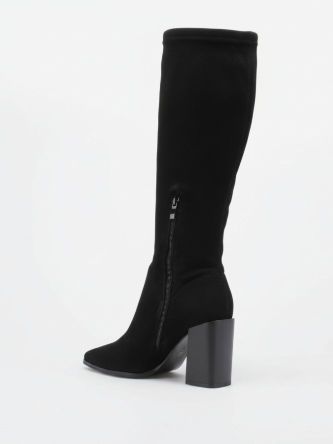 Bottes en suédine noires à talon carré