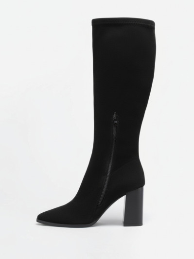 Bottes en suédine noires à talon carré