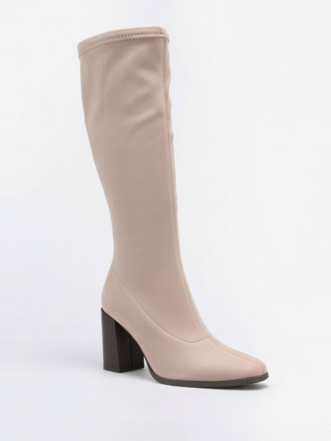 Bottes en suédine taupes à talon carré