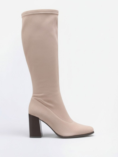 Bottes en suédine taupes à talon carré