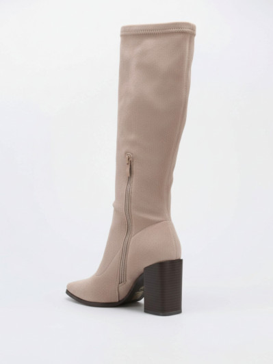 Bottes en suédine taupes à talon carré