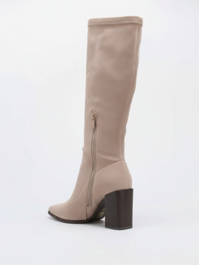 Bottes en suédine taupes à talon carré