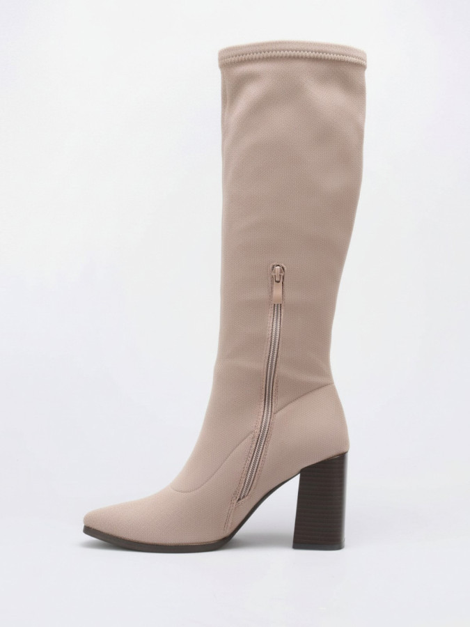 Bottes en suédine taupes à talon carré