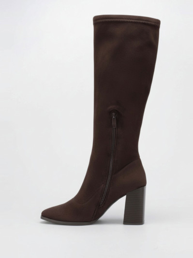 Bottes en suédine marron à talon carré