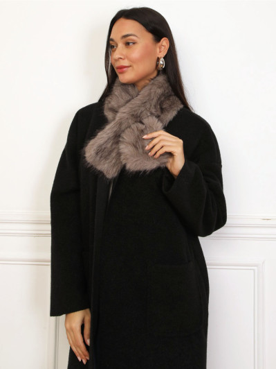 Écharpe à passant en fausse fourrure taupe