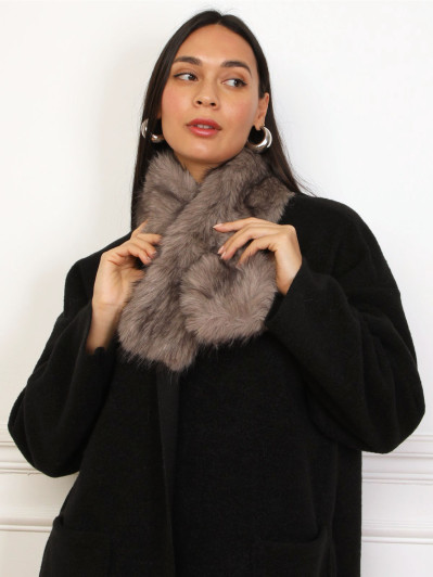 Écharpe à passant en fausse fourrure taupe
