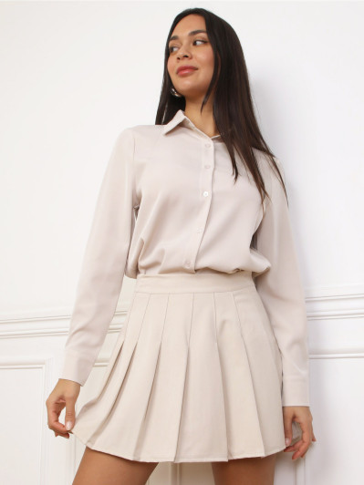 Jupe-short plissée beige