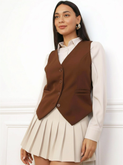 Veston cintré marron foncé à boutons