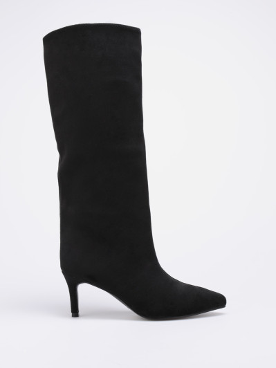 Bottes en suédine noires à talon aiguille
