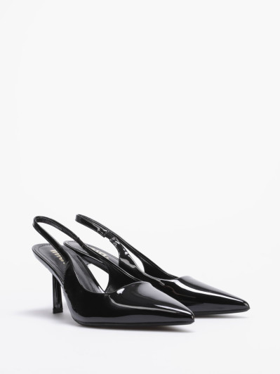 Escarpins slingback vernis à bout pointu noir