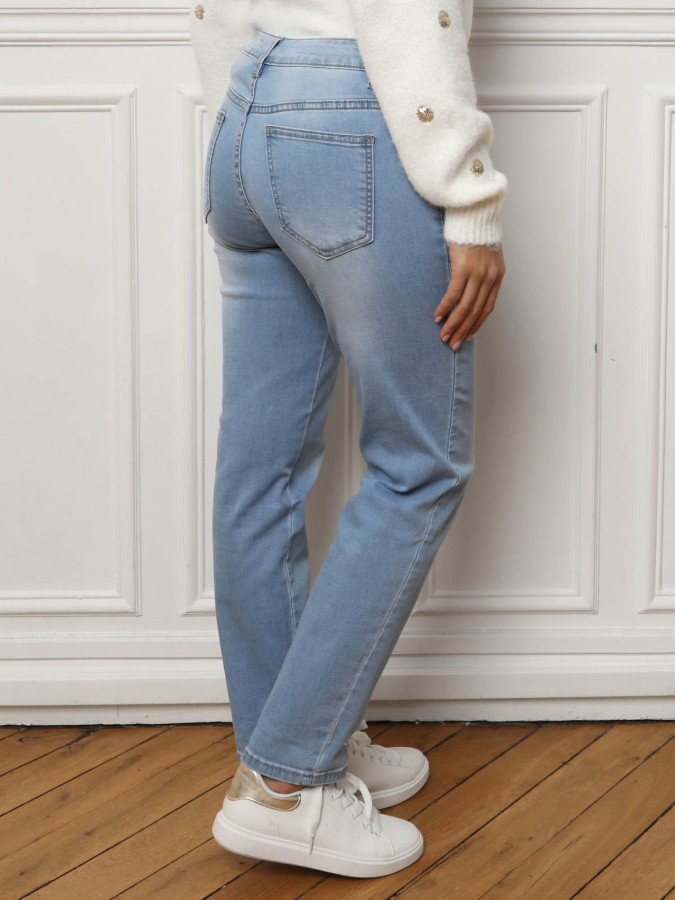 Jeans droit bleu clair délavé