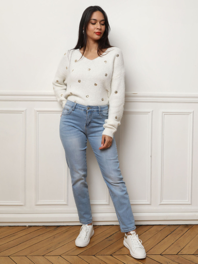 Jeans droit bleu clair délavé