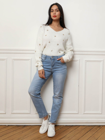 Jeans droit bleu clair délavé