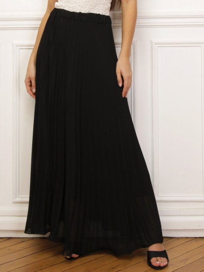 Jupe évasée Mi-longue Noire - Rabat Devant Avec Boucle - Taille 40 - Occasion Bon état