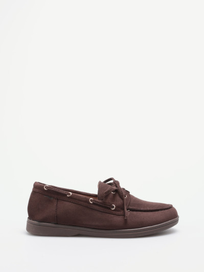 Mocassins bateau marron en suédine à lacets