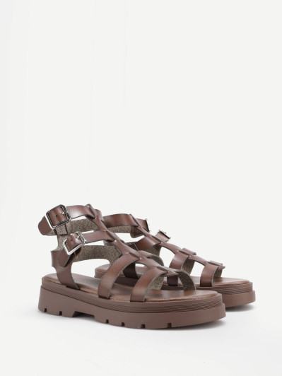 Sandales marron à plateforme et brides