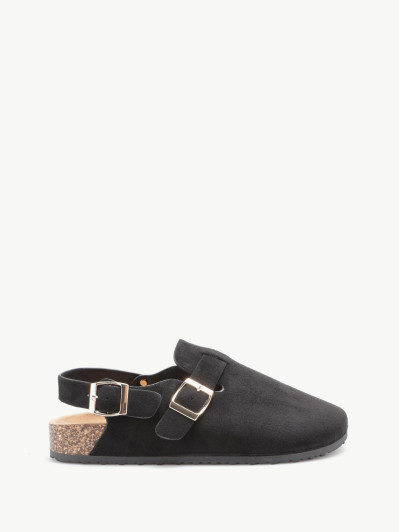 Mules à bride en suédine noires
