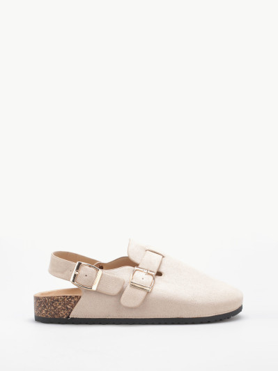Mules beiges à bride en suédine