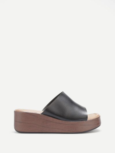 La Modeuse Mules Fourrées à Plateforme - Chaussons Confortables Bout Rond Femme