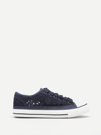 Tennis basses en crochet bleu marine