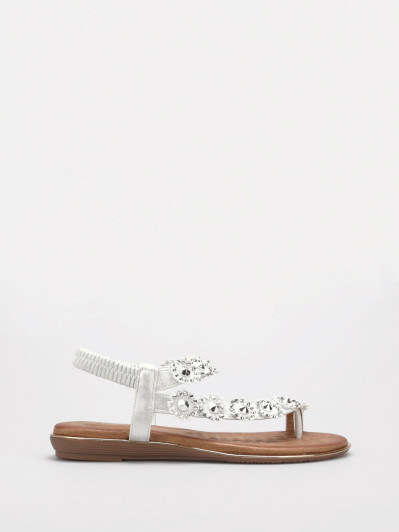 Sandales asymétriques à brides strass argentées