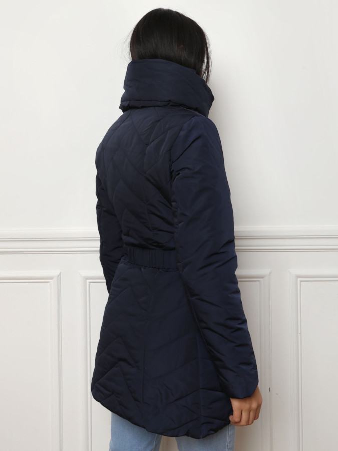 Doudoune à col enveloppant bleue