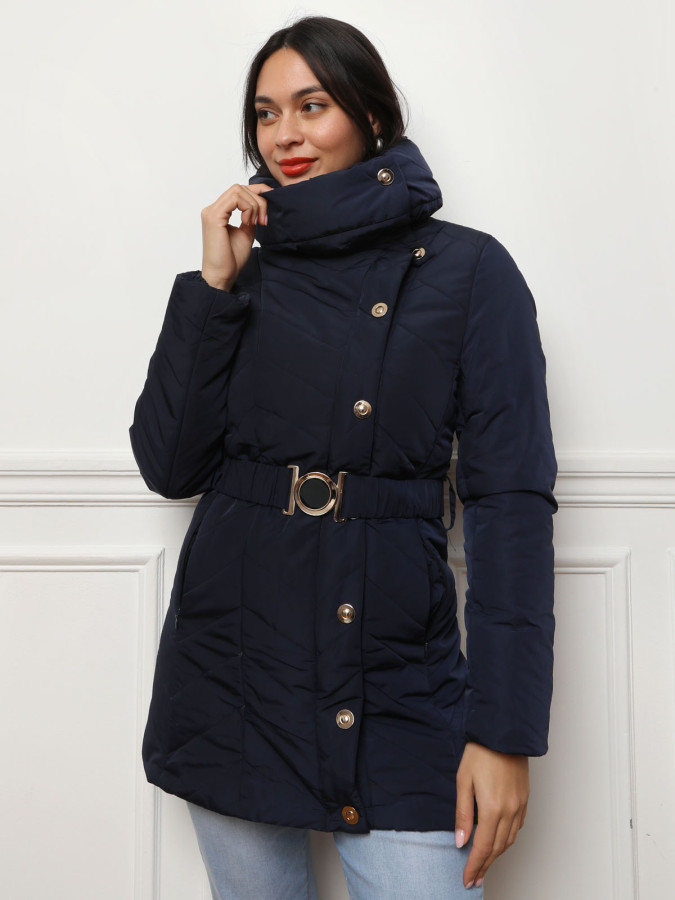 Doudoune à col enveloppant bleue