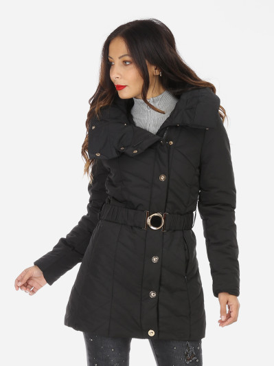 Doudoune à col enveloppant noire