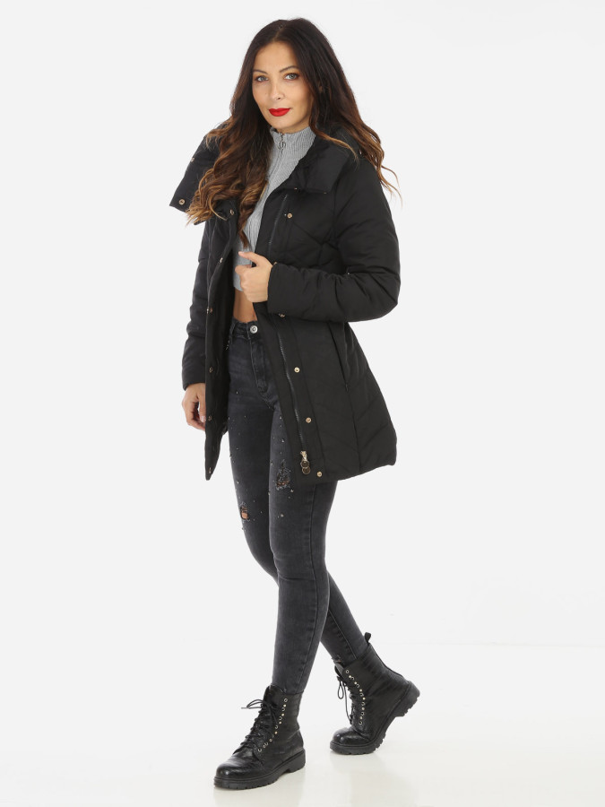 Doudoune à col enveloppant noire